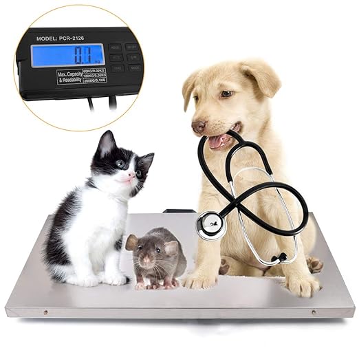 440lb Digital Livestock Vet Scale, Digital Pet Scale for Dog Sheep Pig Goat, Heavy-Duty Platform Scale, Animal Scale Platform for Large Pets Postal Shipping Warehouse, KG/OZ/LB Units Switch
