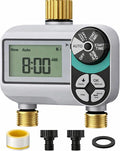 Kingdder Sprinkler Timer for Yard with Brass Inlet and Outlet Watering Timer for Garden Hose Timers Automatic Irrigation System with Rain Delay/Manual/ IP54 Waterproof(2 Outlet)