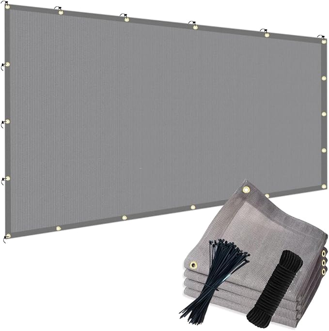 POYEE 90% 8x10ft Sun Shade Cloth for Outdoor Deck Backyard Patio Garden Pergola Cover Canopy Gray