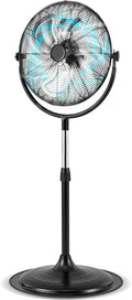 LDAILY High-Velocity Pedestal Fan, 18’’ Metal Oscillating Fan with 4012CFM Airflow, 3 Speed, 360 Degree Tilt & Adjustable Height, Black Standing Fan for Bedroom, Home, Office, Garage (18 Inch)