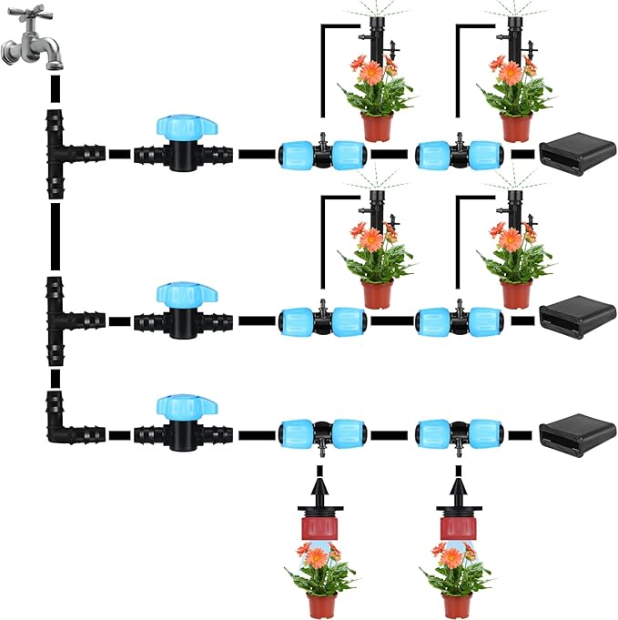 Briwooody 12 Pack 1/2 Inch Drip Irrigation Barbed Valve Fittings Ball Shut off Sprinkler Valve 16 mm for 1/2 in and 5/8 in Drip Irrigation Tubing(570-620" ID) Barbed Switch Valves for Garden Sprinkler