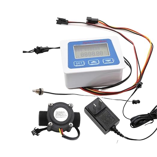 Smart Digital Water Flow Meter Set LCD Flow Rate Monitor Inline Electronic Flow Sensor with Temperature Display G1 G1/2 G3/4(106-DN20)