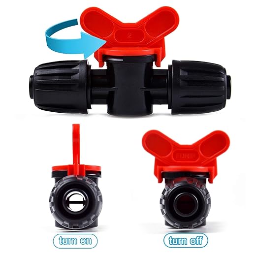 Kalolary 20PCS Drip Irrigation Switch Valves, 1/2" Barbed Lock Shut Off On Valve in-line Barbed Tee Switch Valve for 1/2 Inch Tube 16mm Irrigation Valve Fittings with Lock for Garden Sprinkler System