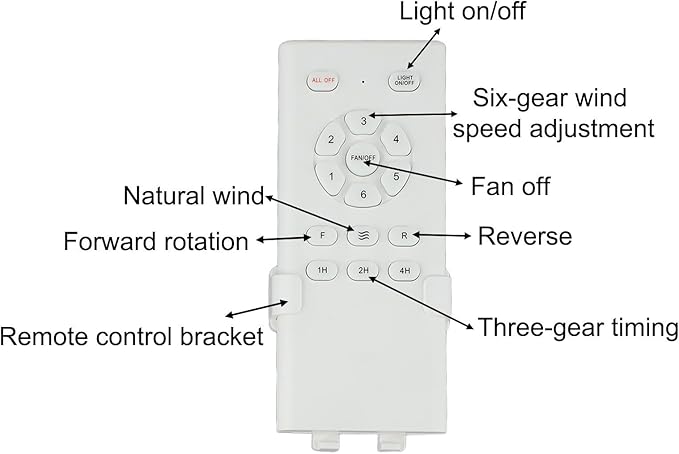 Ceiling Fan Remote Control Kit And Receiver With Lighting Control, Timer Options, And 6 Adjustable Fan Speeds, Compatible With Various Ceiling Fan Models