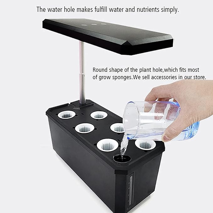 6 Pods Hydroponics Growing System with LED Grow Light Indoor Garden Smart Herb Garden Kit Plants Germination Kit Automatic Timer Height Up to 17" White