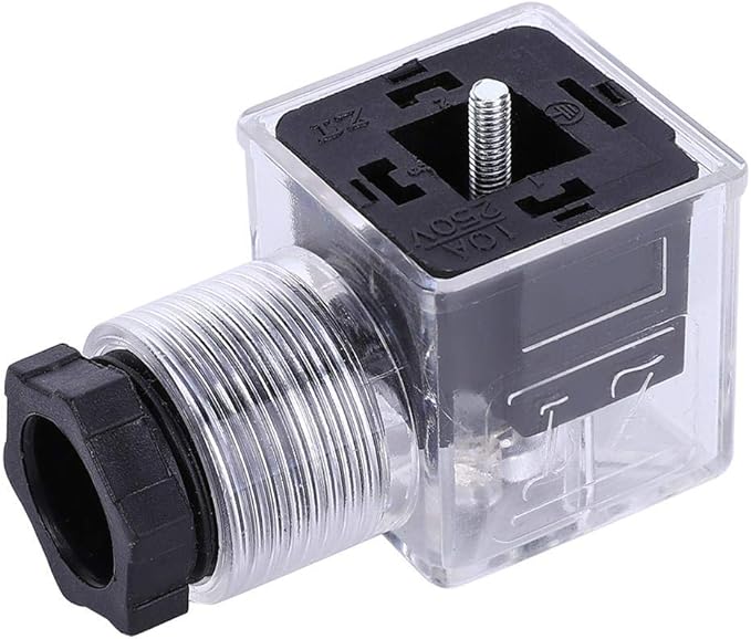 5Pcs Hydraulic Solenoid Coil Valve Plug, Universal AC 110V-220V 10A Solenoid Coil Connector Socket with Led Indicator Light, 3PIN +PE