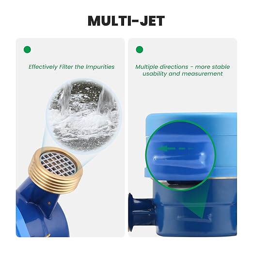 Watflow DN15 Water Meter 1/2" NPT, AWWA C712 Certification Gallon Water Flow Meter, Cold Water Meter for Garden/Home/Apartment, Horizontal Install.
