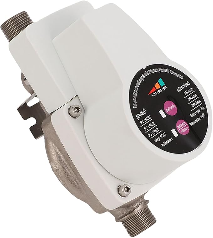 Generic Booster Pump, Brushless Motor DC Solar Powered, Boost Speed for Toilets Showers Faucets, Safe Intake Sensing, Energy Efficient, Suitable for Kitchens, Hot Systems (US Plug)
