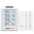 BaldrTherm Solar Photosensitive Three Channel Thermo-Hygrometer, Wireless Temperature & Humidity Monitor with 330ft Range, 4.8" Digital Display, Smart Backlight, Real-Time Alerts, White