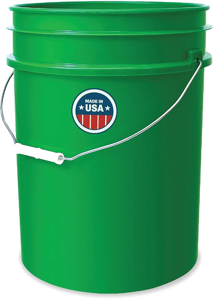 ePackageSupply 5 Gallon Bucket - Food Grade Bucket, Metal Handle Grip, BPA-Free, Heavy-Duty 90 Mil HDPE Plastic Pail, Stackable Utility Container, Made in USA, Lid Not Included, Green, 1 Pack
