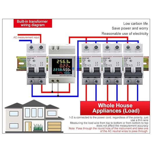 diymore WiFi Digital Single Phase Energy Meter Tester Electricity Usage Monitor AC 110V 40V~300V 100A Ampermeter Power Voltmeter Voltage Amps Watt Kwh Frequency Power Factor Meter Multimeter