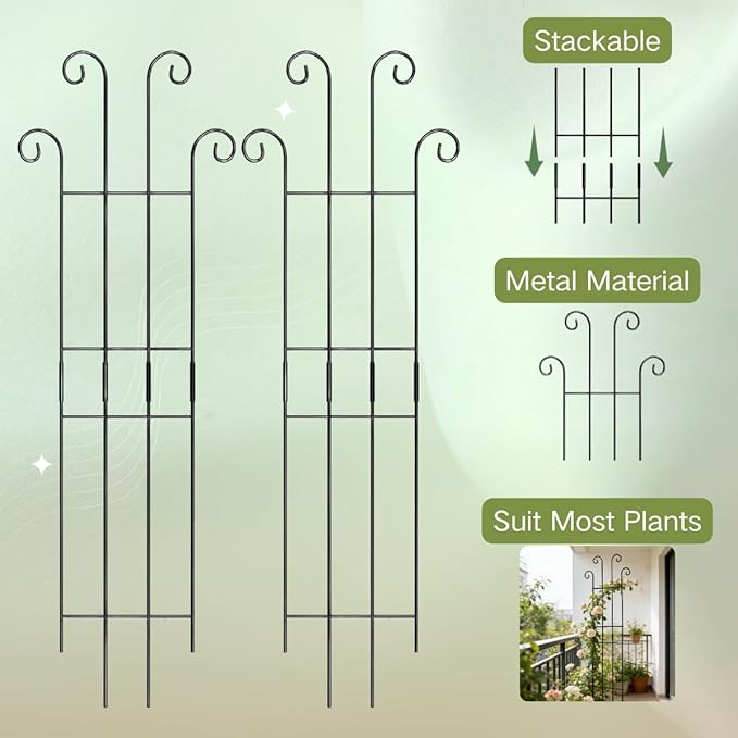 2 Pack 33 inch Plant Trellis for Climbing Plants Outdoor/Indoor, Expandable Large Metal Garden Trellis for Climber Plants, Sturdy Houseplant Support Stakes for Potted Vine Ivy Pothos Monstera