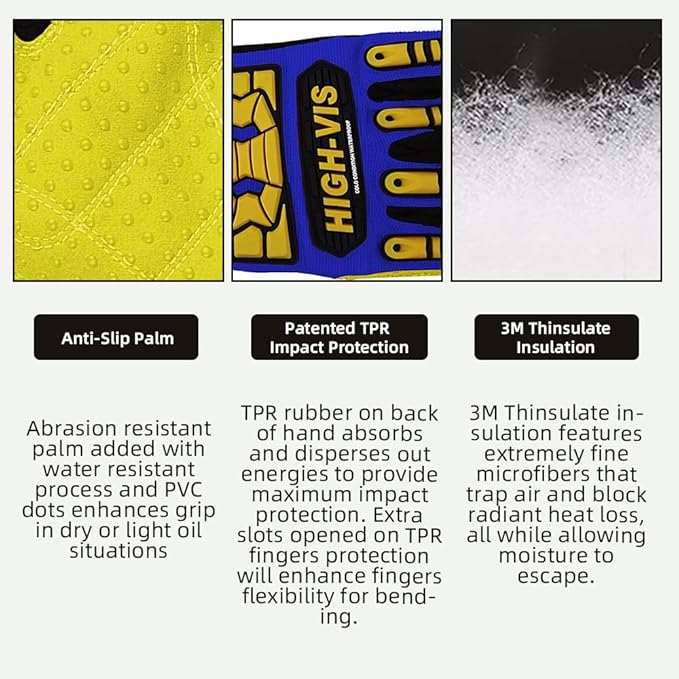 Seibertron High-Vis Series Cut Resistant Reducing Anti-Impact Mechanics Heavy Duty Safety Rescue Oil and Gas Gloves