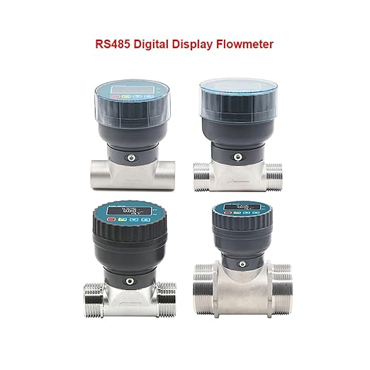 Digital Display Flow Meter Electronic Flowmeter Stainless Steel Male/Female Thread Smart LCD Electronic Flow Meter Water Flow Sensor High Sensitivity for Multiple Media(DN25,Male Thread)