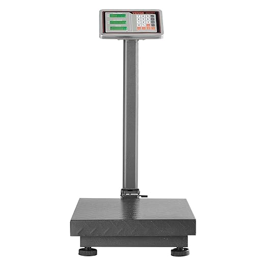 VEVOR Computing Digital Platform Scale, 660 lbs Load, 0.1 lbs Accuracy Computing Floor Scale with LB/KG, Tare, Price Calculator, Stainless Steel High-Definition Display for Boxes, Luggages, FCC Listed