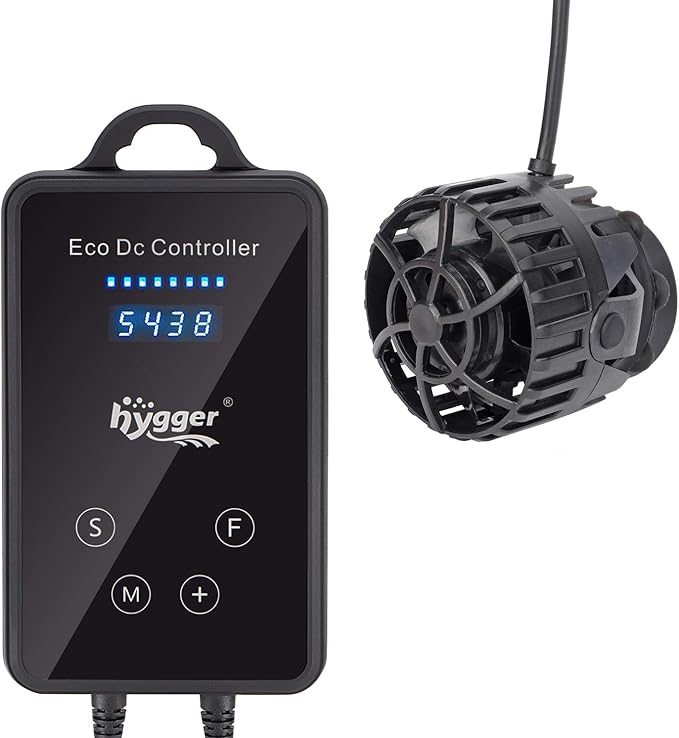 hygger Mini Wave Maker Aquarium Magnetic DC Powerhead with LED Display Controller for Saltwater Tank, 2600 GPH Aquarium Water Circulation Pump 26 to 55 Gallon Black