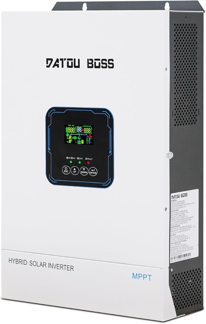DATOUBOSS IEC 62109 48V 5500W Hybrid Solar Inverter with 100A MPPT, MAX.8500W PV Input,LCD Programmable, 110V Pure Sine Wave&Max 40A AC Charging Current, Off-Grid Inverter for Home RV Solar System
