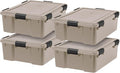 IRIS USA 4-Pack Gasket Box, 41 Quart Weather-Resistant Storage Bins with Latching Lids,Heavy-Duty Organizing Containers for Closet, Bathroom, and Office -