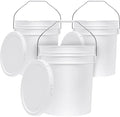 5-Gallon White Bucket Pail Container with Lid | Food Grade | Heavy-Duty 90MIL Extra Durable | Metal Handles with Plastic Grip for Easy Carrying | Multi-Use | Easy Stack and Store | BPA Free - 3 Pack