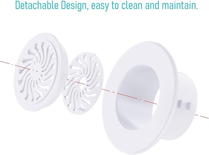 2Pcs Round Air Vent, Adjustable PP Vent Cover, Opening Size 50-60mm(2.0"-2.4"), White Louver Grille Vent Fit for Bathroom, Office, Kitchen Bedroom, Ventilation Use