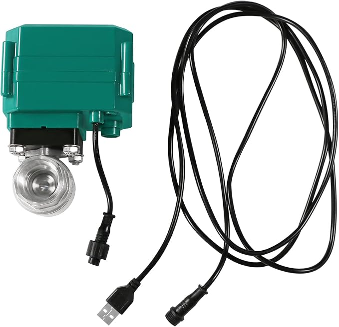 U.S. Solid 1/2" Smart Motorized Ball Valve - Remote App Mobile Control NSF Certified 304SS Electrical Ball Valve with Manual Switch, 5V DC USB Connection