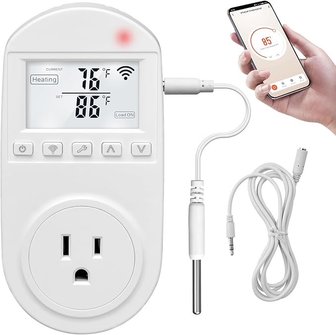New Generation! Briidea Smart WiFi Temperature Control Outlet Compatible with Alexa Google Assistant, Perfect for Households Greenhouses Reptile Enclosures Incubators, 110V/16A