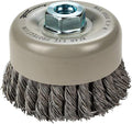 Forney 72868 Wire Cup Brush, Twisted/Knotted Wire, Double Row, Industrial Pro® 4" x .020" Wire with 5/8"-11 Arbor