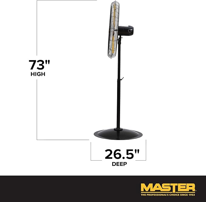 Master 30 Inch Oscillating Industrial High Velocity Free Standing Pedistal Fan for Commercial, Shop or Garage, All Steel Construction (MAC-30POSC)