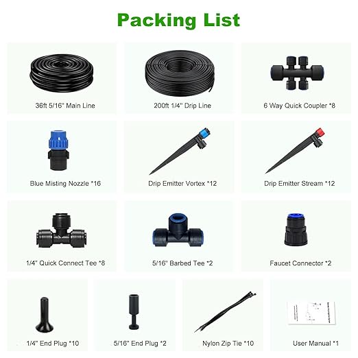 Compact Programmable Solar Automatic Plant Waterer Kit Work with Indoor Outdoor,Self Watering Drip Irrigation Pump Indoor/Outdoor Vacation Free (236 FT (36FT Main Tube+200FT Distribution Tube) Kit)