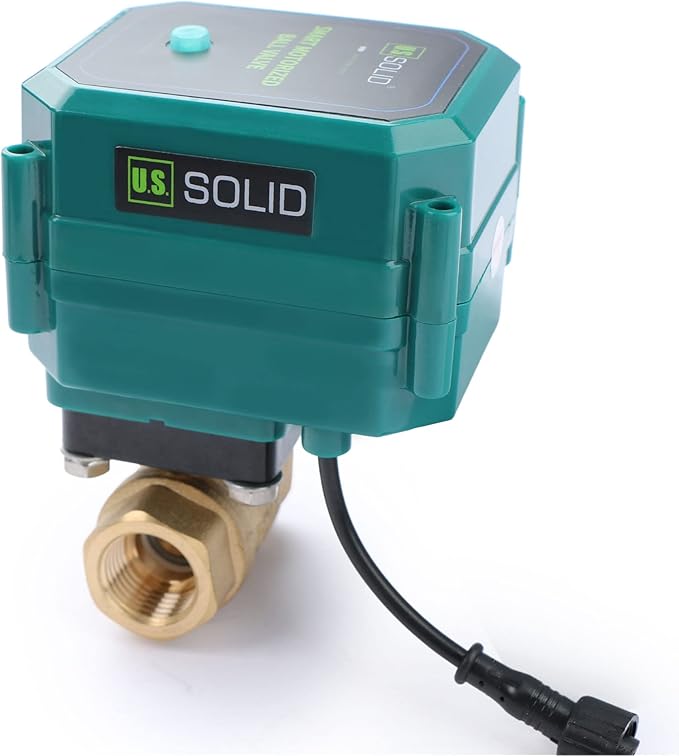 U.S. Solid 1/2" Smart Motorized Ball Valve - Remote App Mobile Control Brass Electrical Ball Valve with Manual Switch, 5V DC USB Connection