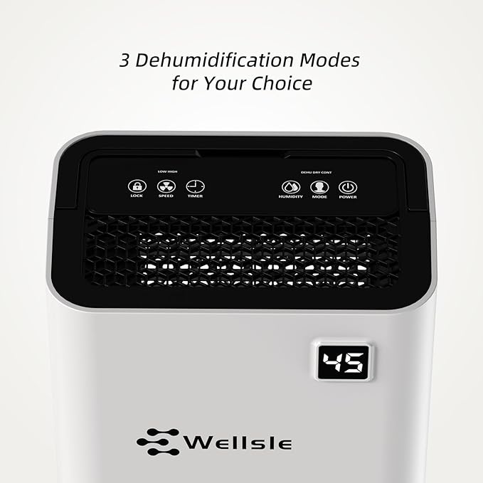 Dehumidifiers for Home, 50 Pint Dehumidifier for Basement, Bedroom, Bathroom with Drain Hose - Smart Quiet Dehumidifier with 24HR Timer - 3 Working Modes
