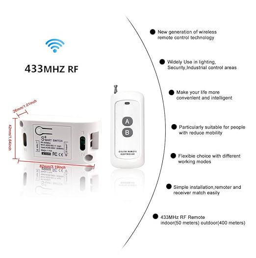 WiFi Smart Switch - Tuya Smart Home Automation Timer Switch, Compatible with 433Mhz Remote