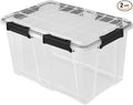 54 Quart Waterproof Clear Plastic Storage Bin with Gasket Seal & Durable Latches – Large Gasket Box for Home Organization, Black 2 Pack