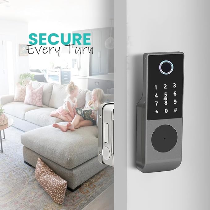 smart latch double gate lock, electronic gate latch for outdoor fence, waterproof keyless smart rim lock, electric double sided keypad locks, Fingerprint, Passcode, Key, IC Card, Tuya App