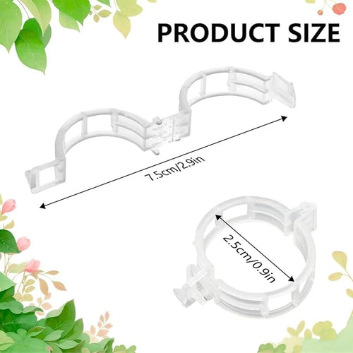 100 Pcs Plant Support Clips, Tomato Clips for String Trellis, Reusable Garden Clips for Climbing Plants, Vine Clips for Stems and Trellis Netting, Plastic Plant Clip for Garden Supplies (White)