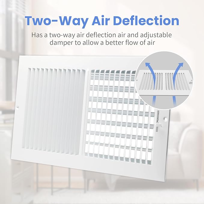 14 x 8 Inch [Duct Opening] Air Vent Covers for Wall or Ceiling - High Airflow 2 Way Steel Ventilation - Adjustable Wall/Ceiling Register, 15-3/4 Inch x 9-3/4 Inch [Overall Dimensions]