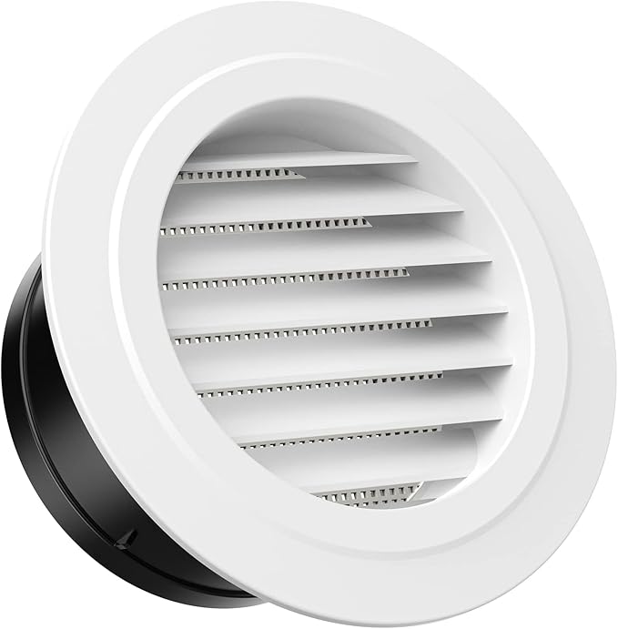 Hon&Guan 5 in Soffit Exhaust Vent, Round Air Vent Cover with Built-in a Fly Screen for Bathroom Office Home (ø125mm)