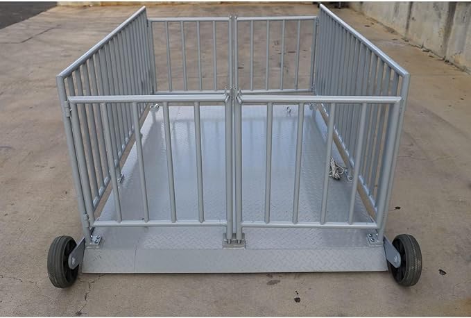 Liberty LS-930 (60” x 30”) Portable Livestock Scale – 2000 lb x 0.5 lb Capacity Cage System – Heavy Duty Animal Scale with Indicator, Casters & Ramps for Cattle, Sheep or Goat Weighing