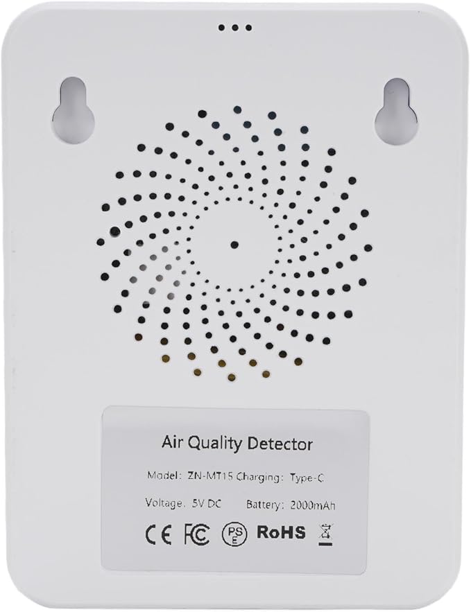 Eujgoov Air Quality Detector, 15 in 1 WiFi APP Control CO2 HCHO TVOC PM2.5 PM10 Temperature Humidity Monitor, with Smart Timer and Real Time Data, for Indoor Air Quality Tester (White Yellow)