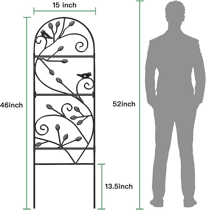 AMAGABELI 2 Pack Garden Trellis for Climbing Plants Outdoor Trellis 46" x 15" Climbing Rose Trellis Metal Trellis for Vines Flower Patio for Grape Cucumber Clematis Decorative Trellis Black