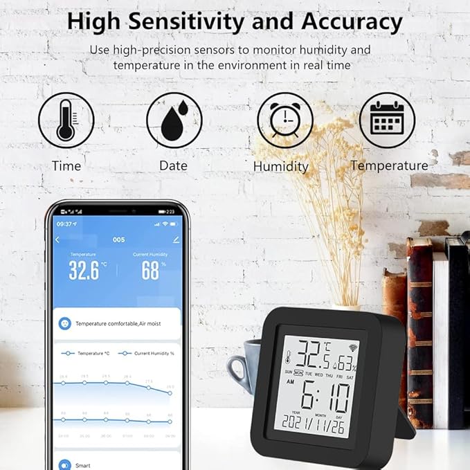 eMylo USB Smart WiFi IR Remote Control, Universal IR Blaster with Temperature Humidity Sensor, Tuya Indoor Hygrometer Thermometer, App Control, Compatible with Alexa Echo for AC TV DVD