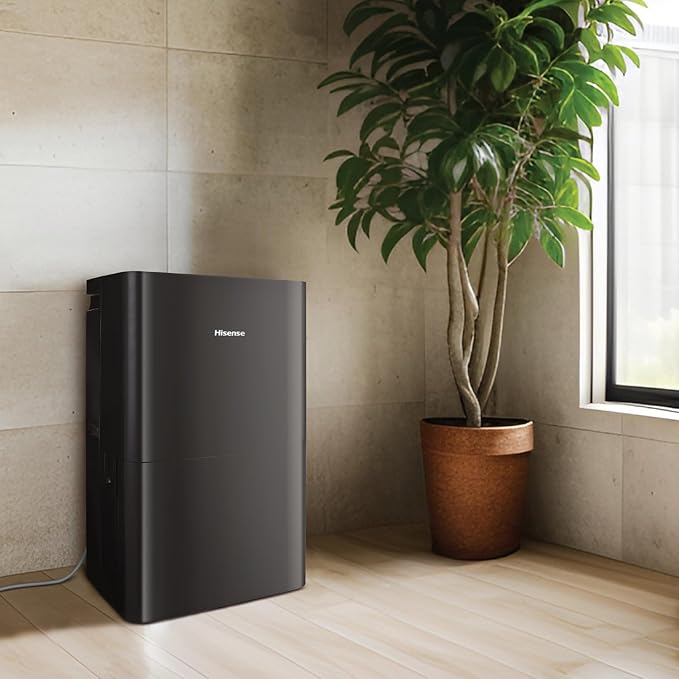 Hisense 50 Pint Portable Dehumidifier with Built-In Pump in Black, Energy Efficient Quiet Humidity Absorber for Bathroom Bedroom Garage Attic Home House Crawl Space Closet