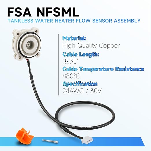 FSA NFSML Flow Sensor Assembly for EcoSmart Eco 8 & 11 Electric Tankless Water Heaters, Water Flow Meter Replacement for Eco Smart Water Heating Accessories Part