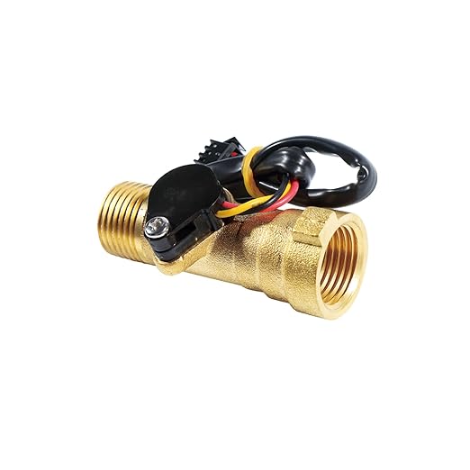G1/2" Water Flow Sensor Thread Male to Female Brass Switch Hall Effect Liquid Flowmeter Fluidmeter Counter BSP 1-30L/Min（66 mm in Total Length）