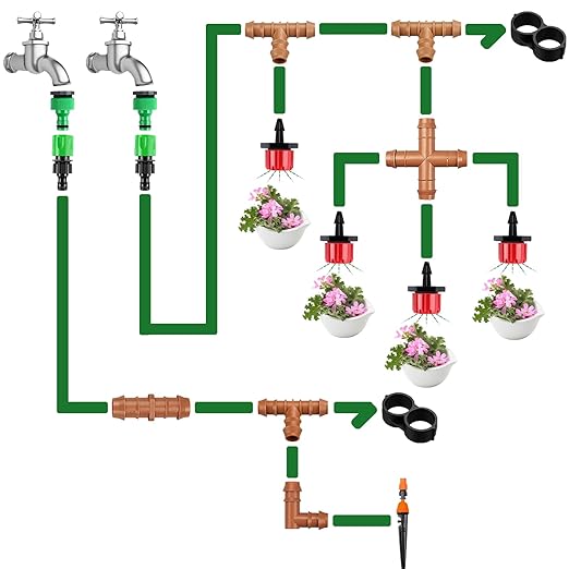 Drip Irrigation Fittings Barbed Cross Tee for 1/2" Irrigation Tubing(0.600" ID), 16 Pieces Barbed 4 Way Connectors, Drip Line 4 Way Couplings for Drip Sprinkler Garden Lawn Systems
