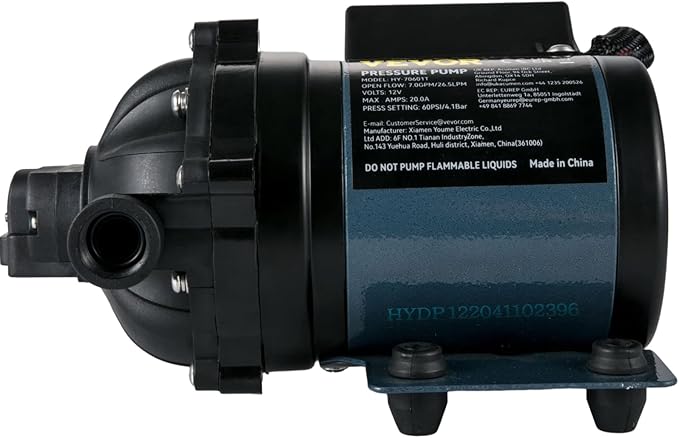 VEVOR Washdown Pump, 12V DC, 7 GPM 60 PSI, Max. 10 FT Lift Self Priming Water Pump, w/EPDM Valve, Universal Salt Water Strainer & Female/Male Thread, for RV, Marine Deck, Yacht