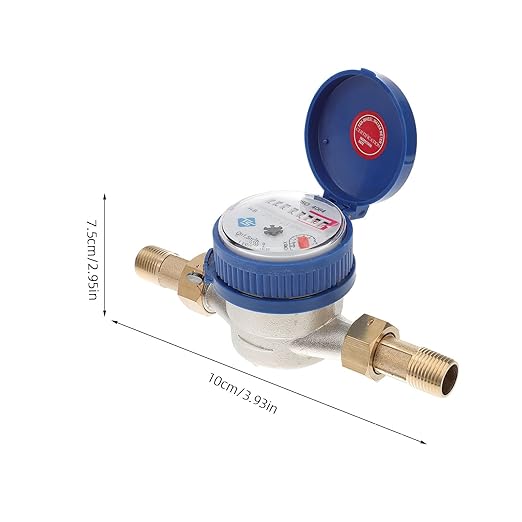 Hemobllo Water Meter Water Flow Meter Cold Water Meter for Garden and Home Use, Measures in Cubic Meter, DN15, 1/2" NPT Couplings