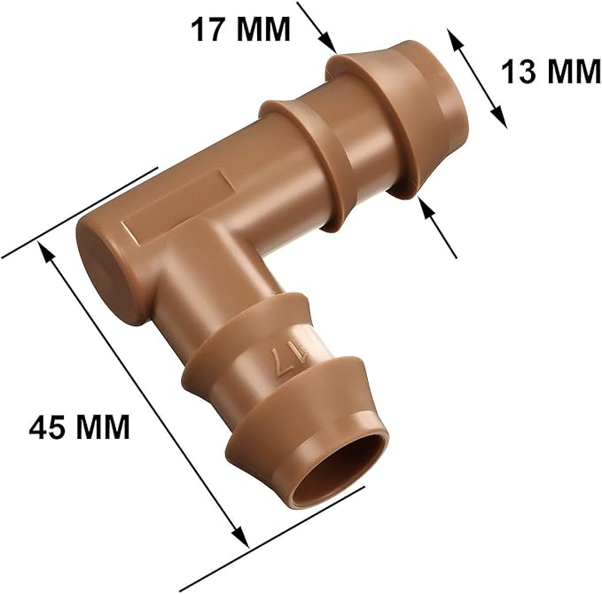 Boao 20 Packs 1/2 Inch Drip Irrigation Fittings Connectors Barbed Connector Plastics Drip Irrigation Barbed Hose Connector 17 mm Diameter(Elbow)