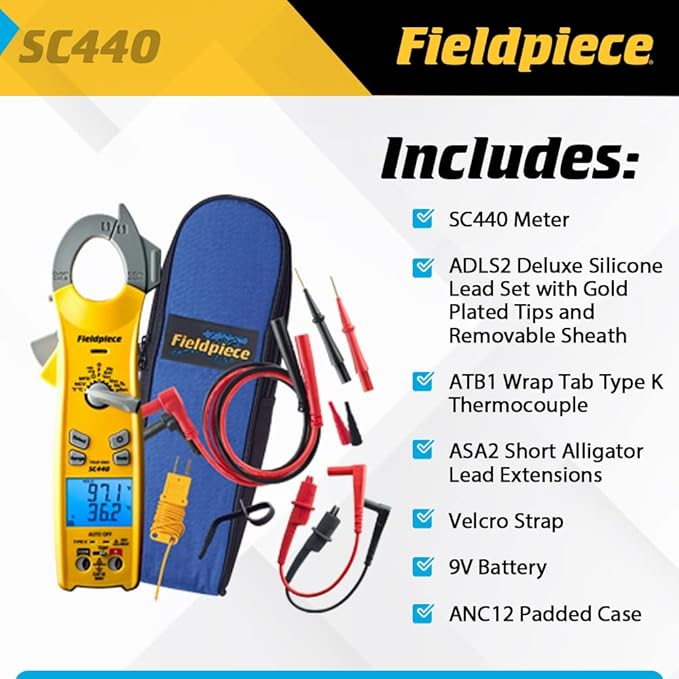 Fieldpiece SC440 True RMS Clamp Meter with Temperature, Inrush Current, Capacitance and Backlight