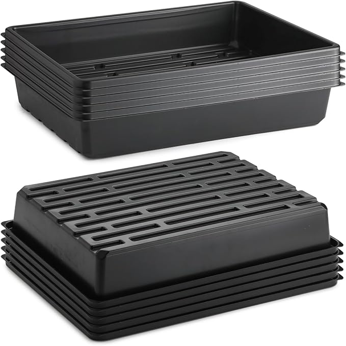 RooTrimmer 10 Pack Seed Starter Trays - Heavy Duty Plastic Flats, Fits 54 Cell Plug Tray, Seedling Tray for Carrying and Holding Plant Nursery Pot,Seed Germination & Plant Propagation (TD377)